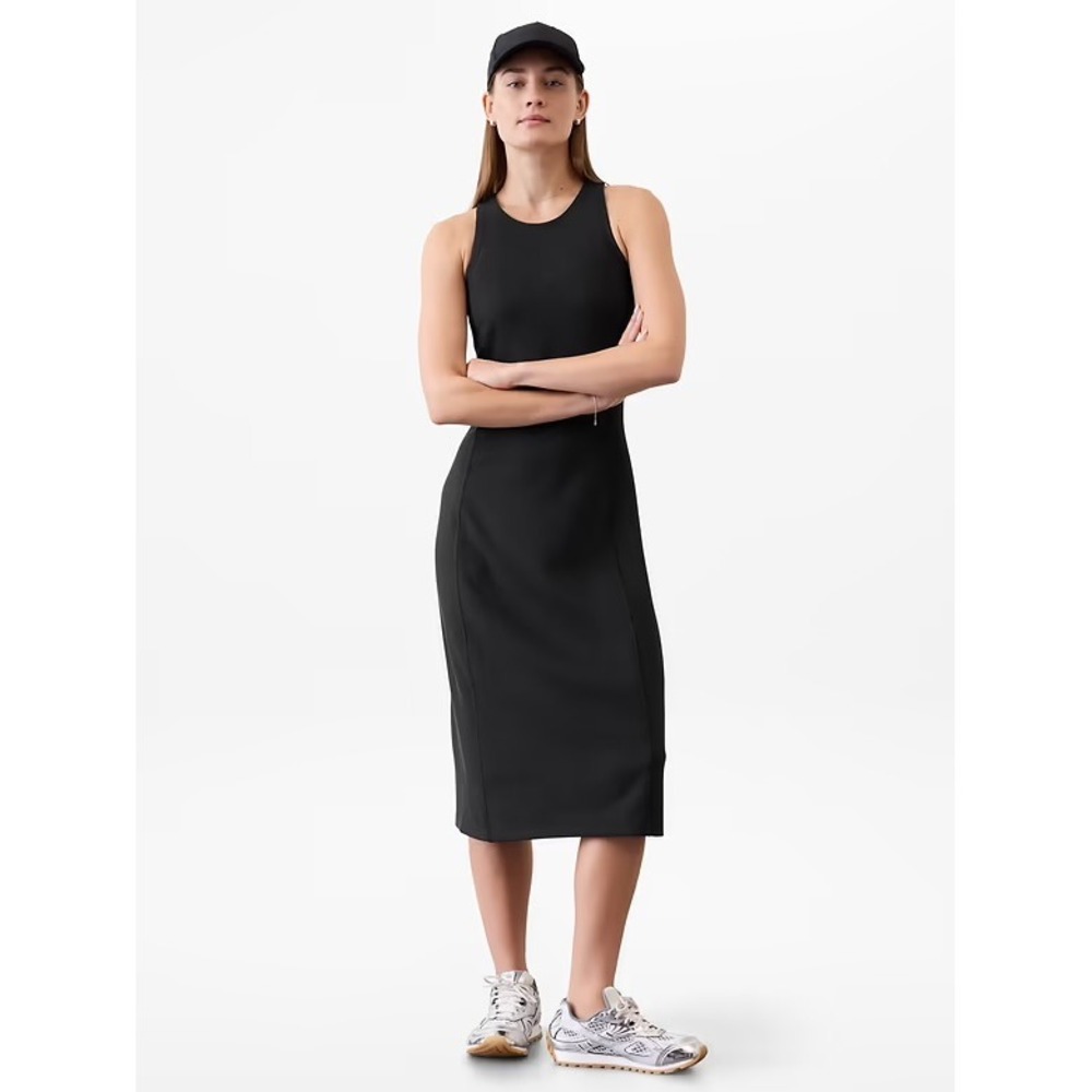 Athleta Seasoft Rib Midi Tank Dress Black XL New With Tags